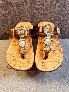 Vionic 340 Adelie Ortho Metallic Embellished Thong Sandals Buckle Slip On 10